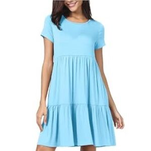 Amazon Light Blue Tiered Mini Dress